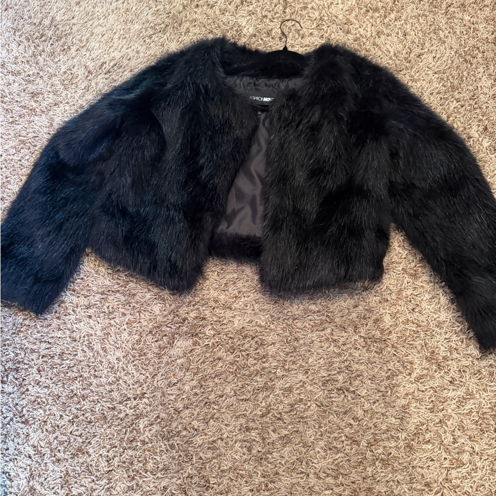 Fashion Nova Black Faux Fur Jacket